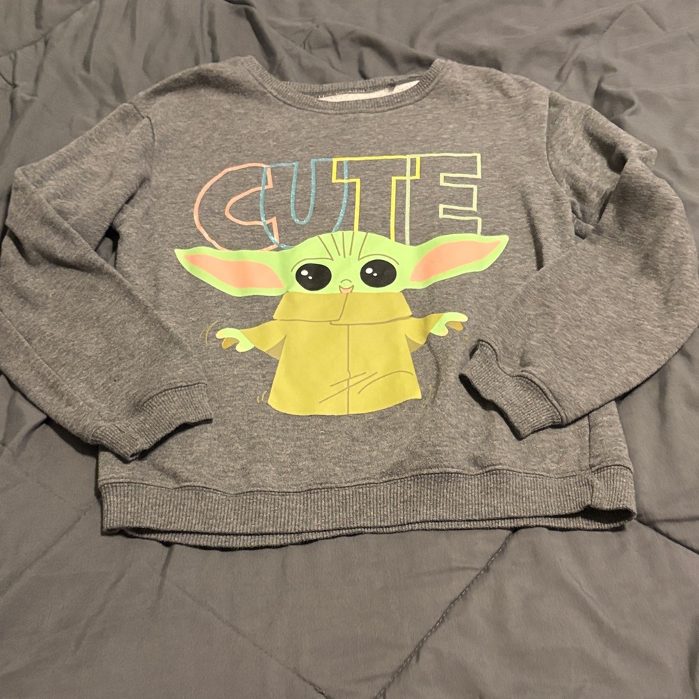 Star Wars Gray Sweatshirt with Baby Yoda Graphic